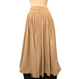Laude The Label Tan/Beige Pleated Relaxed Cotton Skirt sz S Cottagecore Ethical